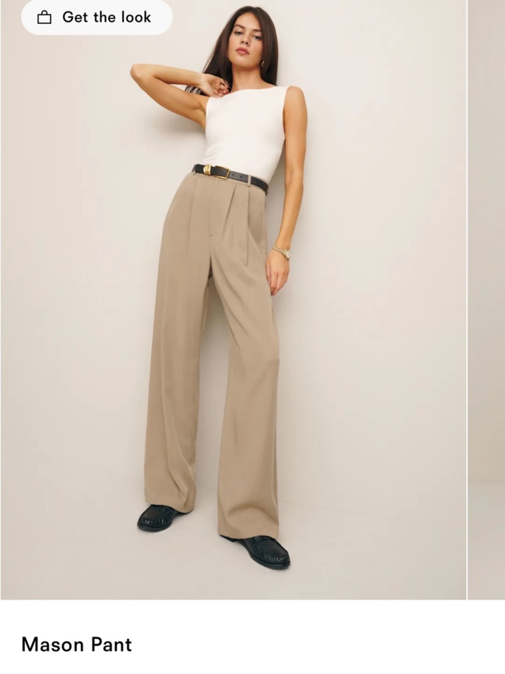 Reformation Mason Wide-Leg Pants in Khaki